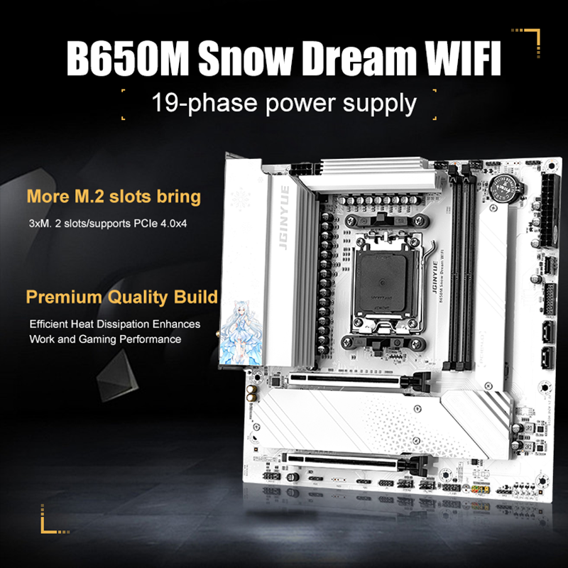 JGINYUE B650M Snow Dream WIFI  - Am5 Micro Atx Pcie 5.0 Motherboard reseña y precio